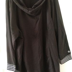 Black Drawstring Cowl-neck sweater.